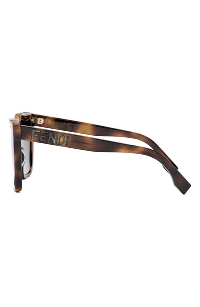 Shop Fendi The  Lettering 55mm Geometric Sunglasses In Blonde Havana / Gradient Smoke