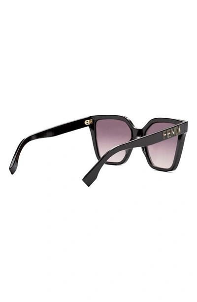 Shop Fendi The  Lettering 55mm Geometric Sunglasses In Dark Brown/ Gradient Bordeaux
