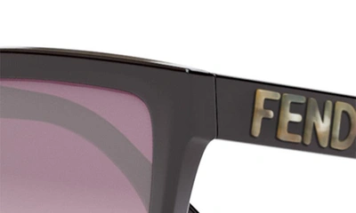 Shop Fendi The  Lettering 55mm Geometric Sunglasses In Dark Brown/ Gradient Bordeaux