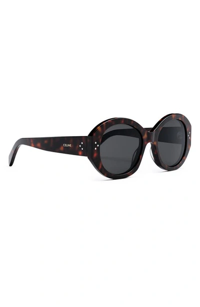 Shop Celine Bold 3 Dots 53mm Polarized Gradient Round Sunglasses In Dark Havana / Smoke