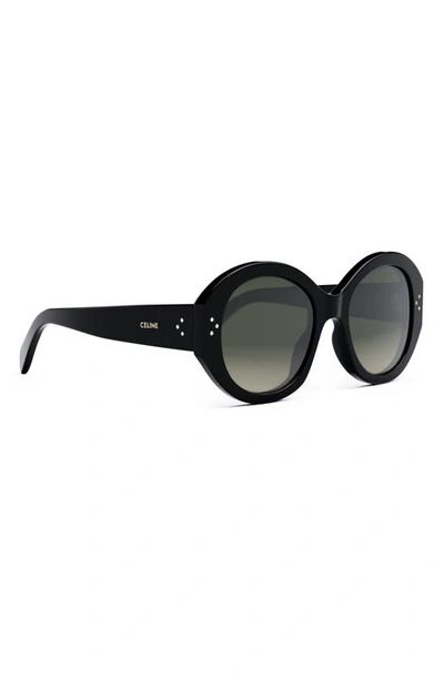 Shop Celine Bold 3 Dots 53mm Polarized Gradient Round Sunglasses In Shiny Black / Gradient Brown