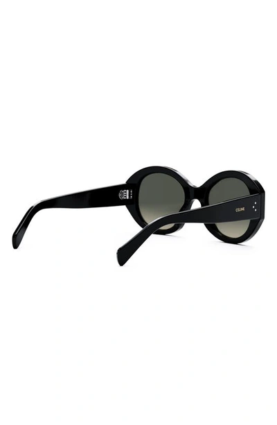 Shop Celine Bold 3 Dots 53mm Polarized Gradient Round Sunglasses In Shiny Black / Gradient Brown