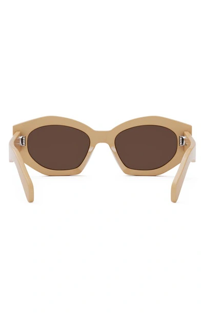 Shop Celine Triomphe 54mm Cat Eye Sunglasses In Shiny Beige / Brown