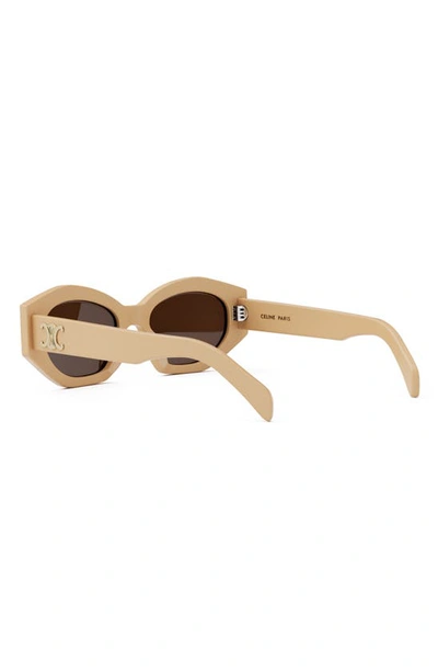 Shop Celine Triomphe 54mm Cat Eye Sunglasses In Shiny Beige / Brown