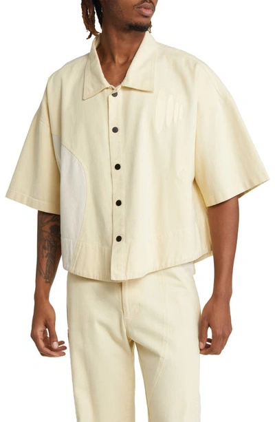 Shop Head Of State Iyanu Oversize Crop Shirt In Cream