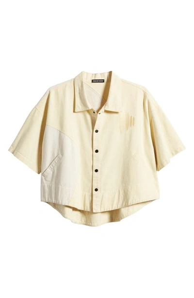 Shop Head Of State Iyanu Oversize Crop Shirt In Cream