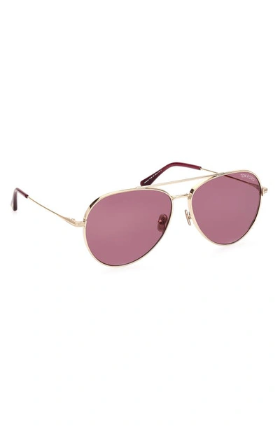 Shop Tom Ford Dashel 62mm Oversize Aviator Sunglasses In Pale Gold/ Violet