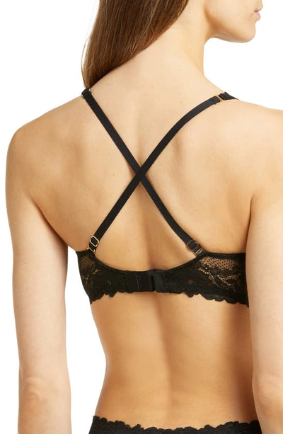 Shop Natori Heavenly Lace Underwire Plunge Bra In Black