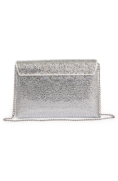 Shop Versace La Medusa Crystal Encrusted Wallet On A Chain In Optical White/ Palladium