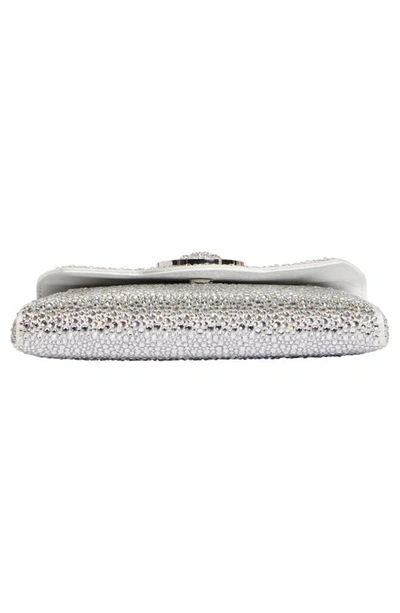 Shop Versace La Medusa Crystal Encrusted Wallet On A Chain In Optical White/ Palladium