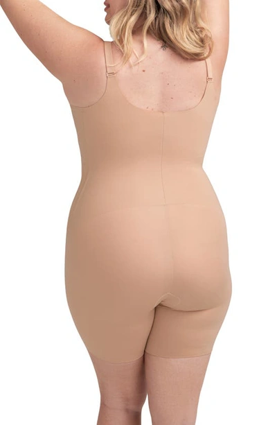 Honeylove Superpower Mid Thigh Bodysuit In Sand