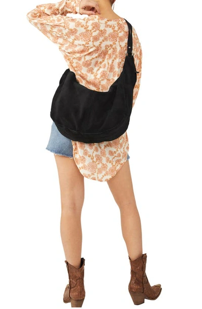 Free People Roma Suede Tote Bag In Black