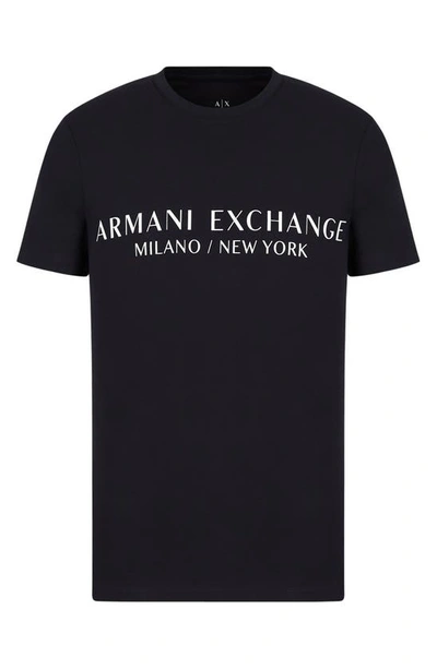 Shop Armani Exchange Milano/new York Logo Graphic Tee In Navy
