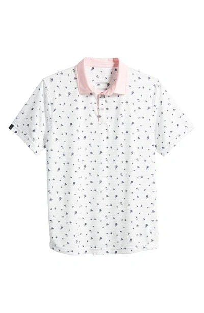 Shop Swannies Adler Floral Golf Polo In White-flamingo