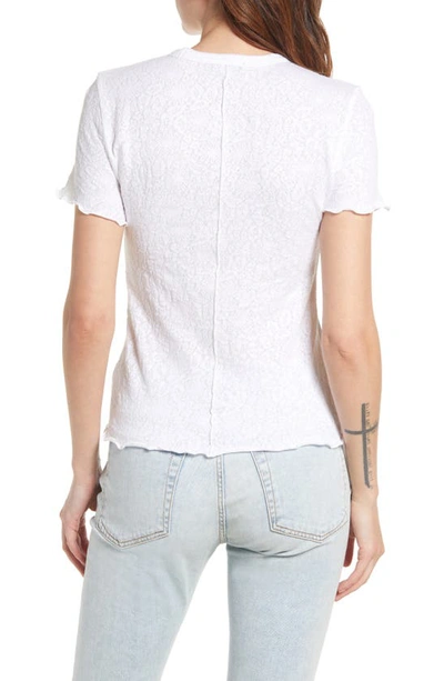 Rag & Bone Gemma Jacquard Leopard Printed Short Sleeve Top In White