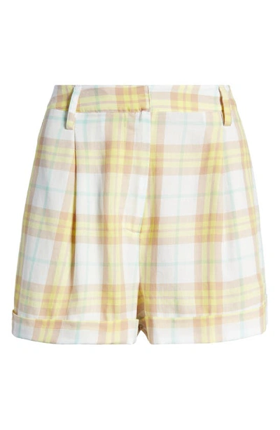 Shop Rag & Bone Ivy Plaid High Waist Cotton Shorts In Yellow Plaid