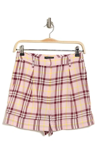 Shop Rag & Bone Ivy Plaid High Waist Cotton Shorts In Pinkpld