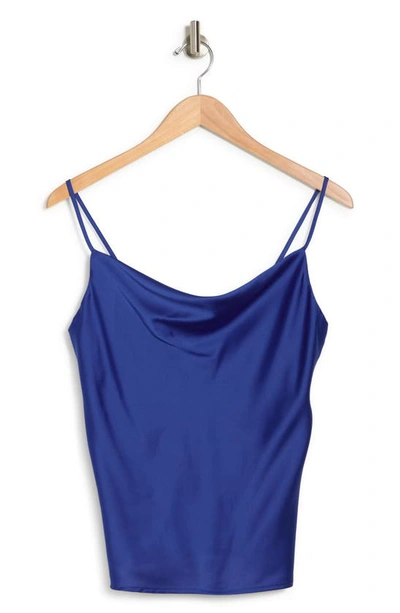 Shop Renee C Satin Cowl Neck Camisole In Royal Blue