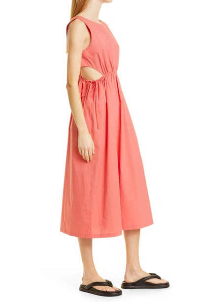 Shop Rails Yvette Cutout Organic Cotton Blend Midi Dress In Spiced Coral