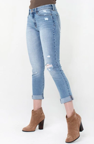 Shop Rachel Roy Girlfriend Distressed Rolled Hem Crop Jeans In Vixen