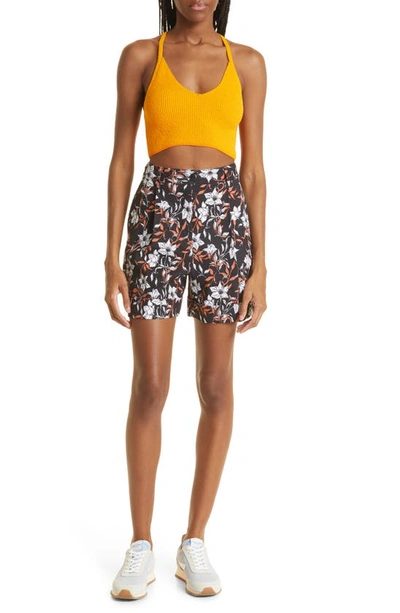 Rag & Bone Ivy Print Linen Blend Shorts In Black