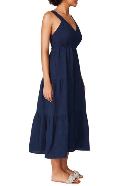 Steve Madden Amira Tiered Cotton Midi Dress In Oilslick