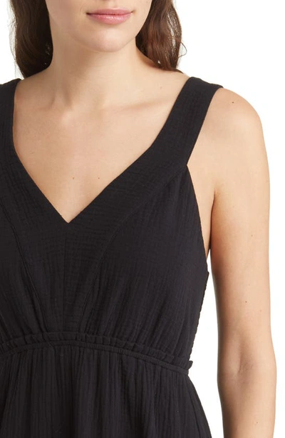 Steve Madden Amira Tiered Cotton Midi Dress In Black