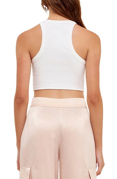 Grey Lab Racerback Crop Tank In White
