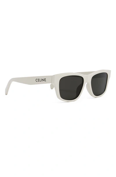 Shop Celine Monochroms 55mm Square Sunglasses In Ivory / Smoke