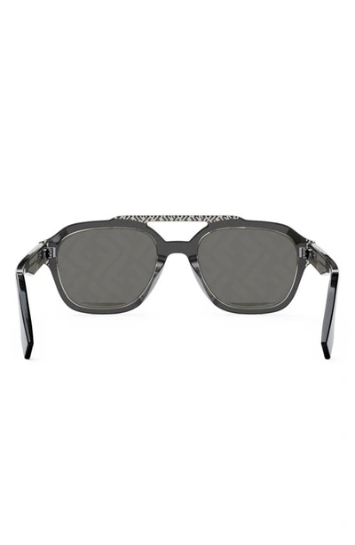Shop Fendi The  Bilayer 52mm Geometric Sunglasses In Grey/ Smoke Mirror