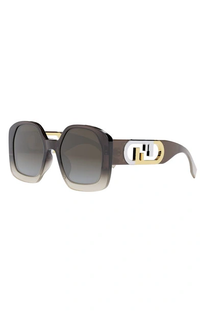 Shop Fendi The  O'lock 54mm Geometric Sunglasses In Shiny Beige / Gradient Brown
