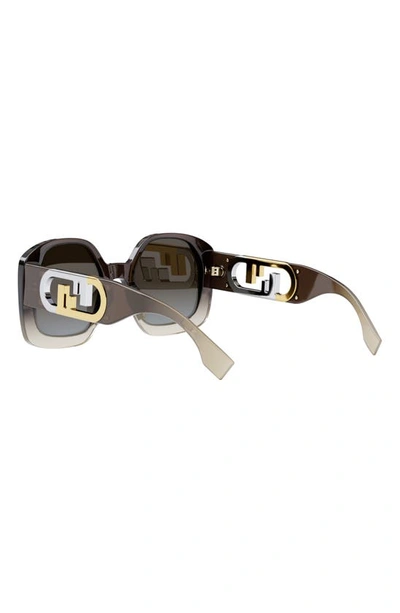 Shop Fendi The  O'lock 54mm Geometric Sunglasses In Shiny Beige / Gradient Brown
