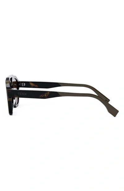 Shop Fendi The  Bilayer 52mm Geometric Sunglasses In Dark Brown/ Brown