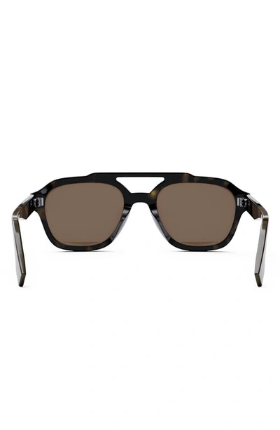 Shop Fendi The  Bilayer 52mm Geometric Sunglasses In Dark Brown/ Brown