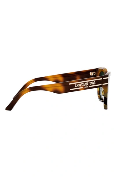 Shop Dior 'signature B4i 52mm Round Sunglasses In Blonde Havana / Green