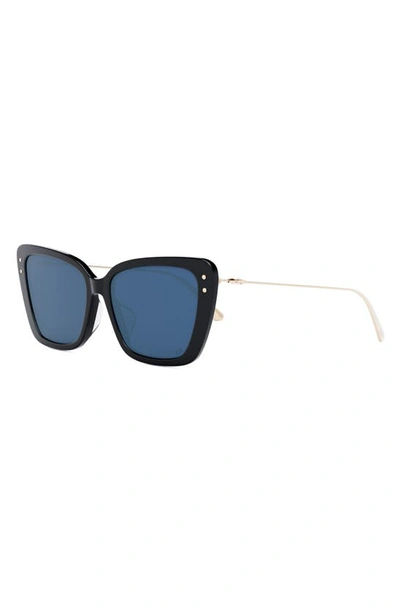 Shop Dior Miss B5f 56mm Butterfly Sunglasses In Shiny Black / Blue