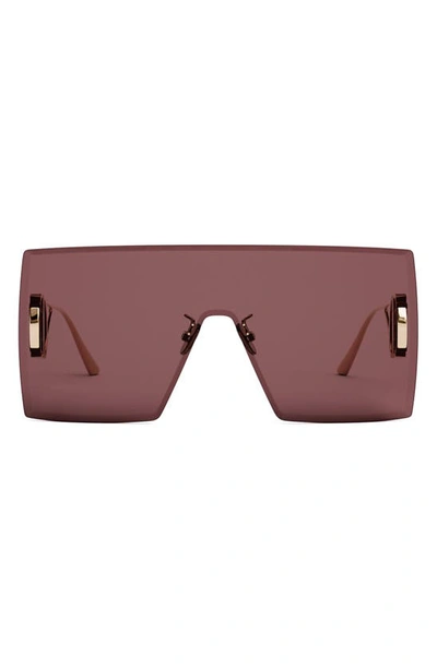 Shop Dior 30montaigne M1u 141mm Shield Sunglasses In Shiny Gold/ Bordeaux