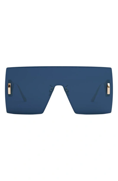 Shop Dior 30montaigne M1u 141mm Shield Sunglasses In Shiny Gold / Blue