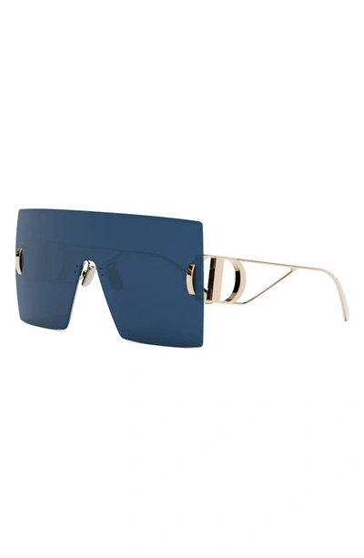 Shop Dior 30montaigne M1u 141mm Shield Sunglasses In Shiny Gold / Blue