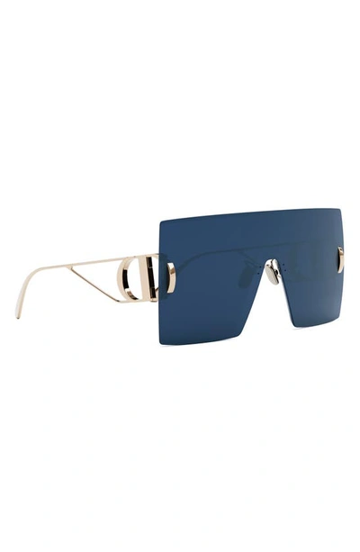 Shop Dior 30montaigne M1u 141mm Shield Sunglasses In Shiny Gold / Blue