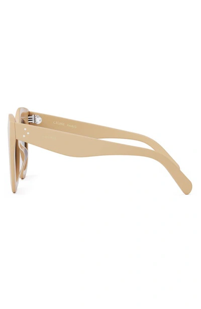 Shop Celine Bold 3 Dots 49mm Small Gradient Square Sunglasses In Shiny Beige / Mirror Violet