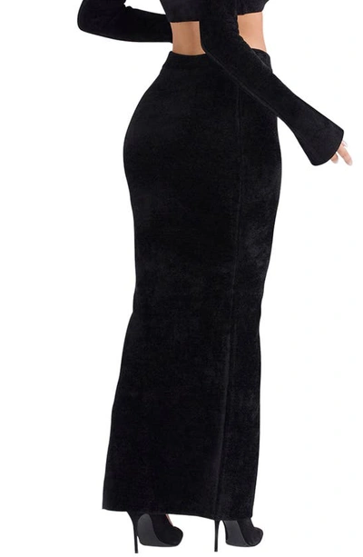 House Of Cb Chenille Maxi Skirt In Black