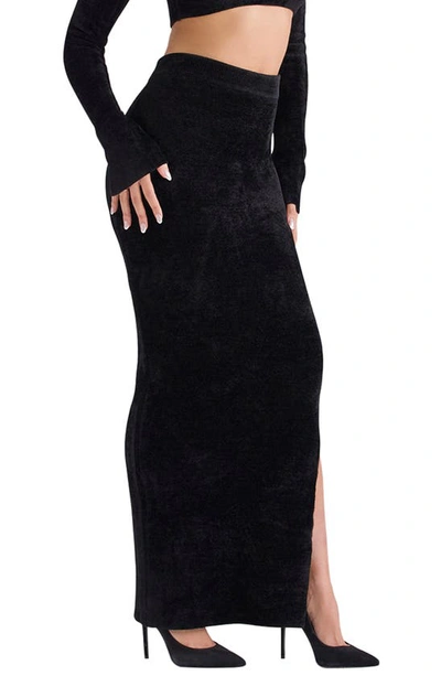 House Of Cb Chenille Maxi Skirt In Black