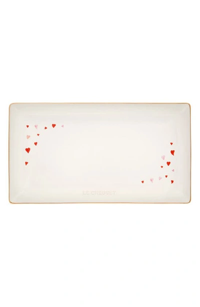 Le Creuset 11" L'amour Heart Rectangular Hostess Tray In White