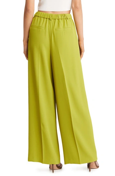 Open Edit Wide Legs Work Pants In Olive Seed