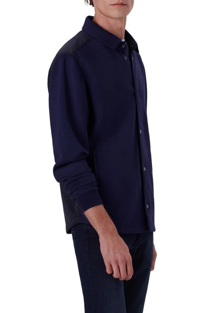Bugatchi Knit Snap-up Shirt Jacket In Navy