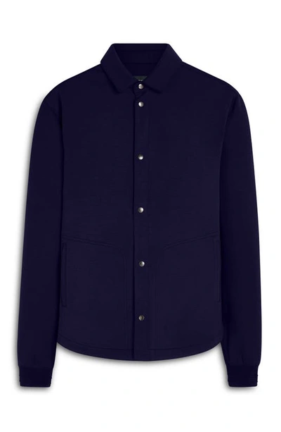 Bugatchi Knit Snap-up Shirt Jacket In Navy