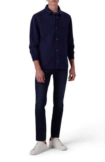 Bugatchi Knit Snap-up Shirt Jacket In Navy