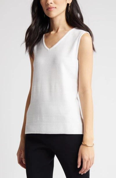 Shop Ming Wang Textured V-neck Knit Tank In White