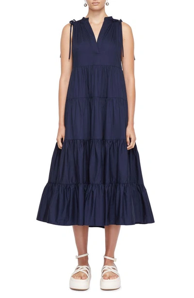 Shop Jonathan Simkhai Atlanta Tiered Cotton Dress In Midnight